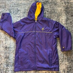 Vintage Minnesota Vikings NFL Purple Yellow Hooded Windbreaker Jacket | Size L